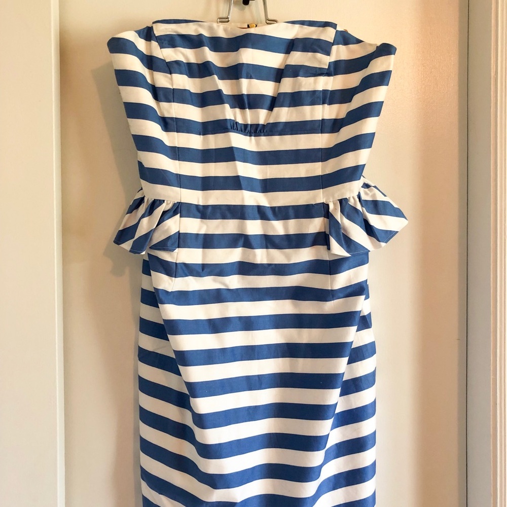Lilly Pulitzer Blue and White Strapless Dress
